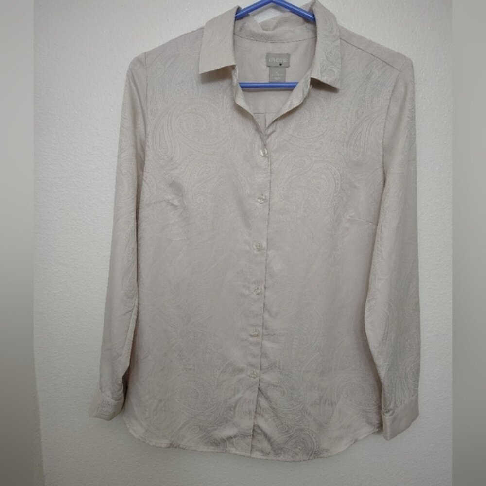 Chico's Cream Button Down Shirt Classic Versatile Design